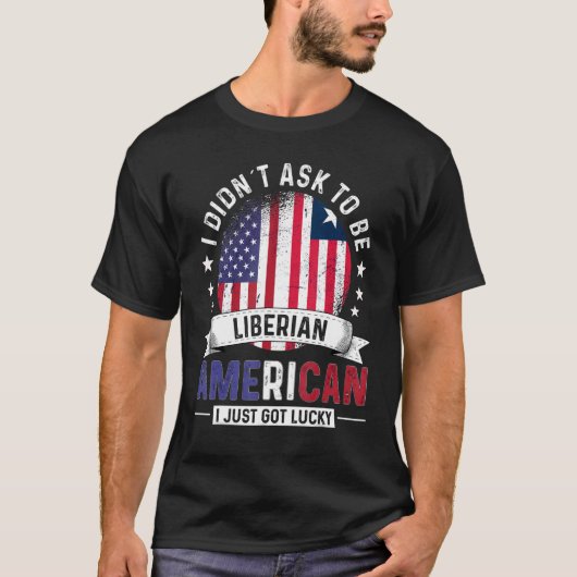 リベリアアメリカ国旗プライドリベリアFl Tシャツ (正面)
