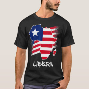 リベリア国旗とアフリカ地図リベリアへの愛 Tシャツ