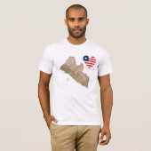 リベリア国旗のハートと地図Tシャツ Tシャツ (正面フル)
