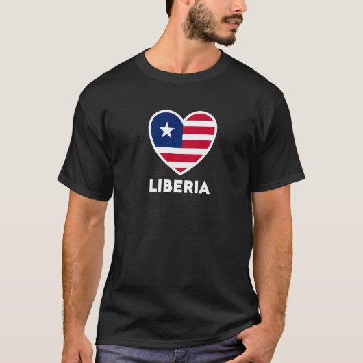 リベリア国旗のハート料 Tシャツ (正面)