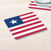 リベリア国旗 スクエアペーパーコースター (アングル)