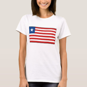 リベリア国旗xマップTシャツ Tシャツ