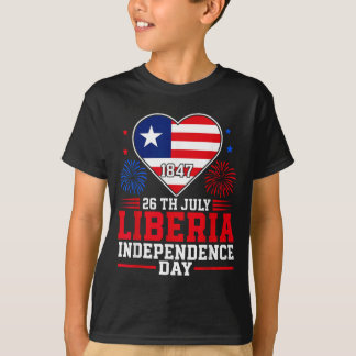 リベリア独立記念日 1847 愛国ハート Tシャツ