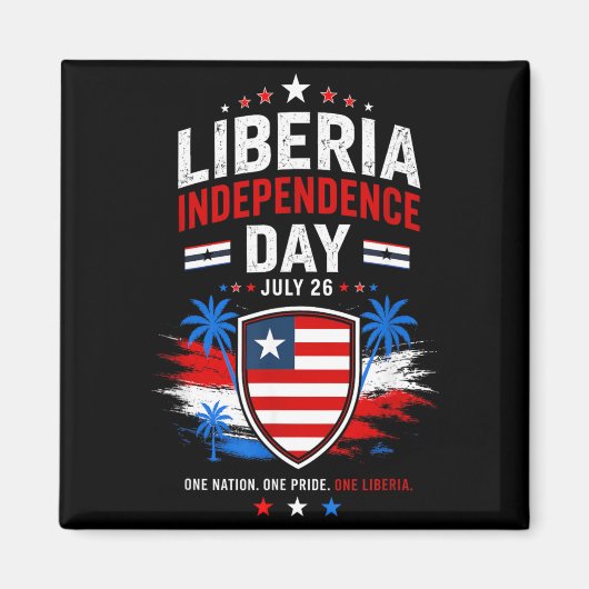 リベリア独立記念日 7月26日 リベリアの国旗 マグネット (正面)