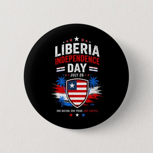 リベリア独立記念日 7月26日 リベリアの旗 缶バッジ (正面)