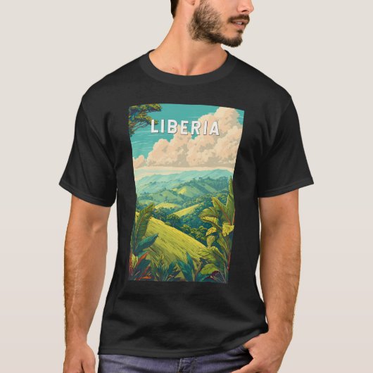 リベリア イラスト 旅行 アート ヴィンテージ Tシャツ (正面)