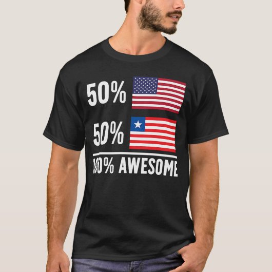 リベリ誇りを持ったア米国国旗リベリア伝統USA Tシャツ (正面)