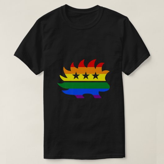 リベルタリアンパーティーポルクパインロゴレインボーLGBTゲイ Tシャツ (デザイン正面)