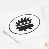 リベルタリアン・ヤマアラシ・マスコットブラック&ホワイト 楕円形シール (封筒)