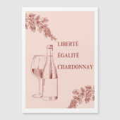 リベルテエガリテシャルドネおもしろいワインイラストレーション マグネット招待状 (正面)