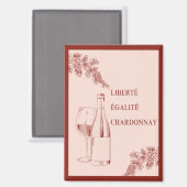リベルテエガリテシャルドネおもしろいワインイラストレーション マグネット (正面/裏面)