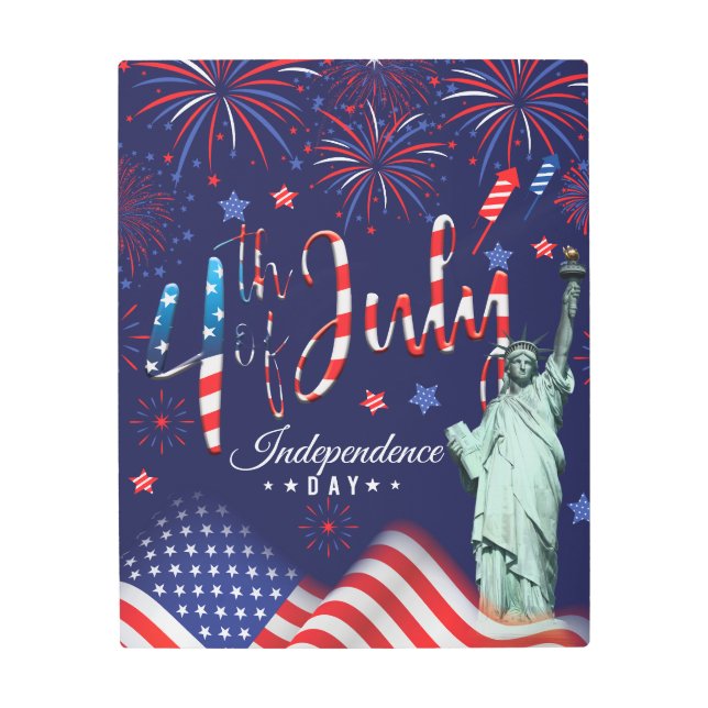 リベルト7月4日付き花火 メタルプリント (正面)