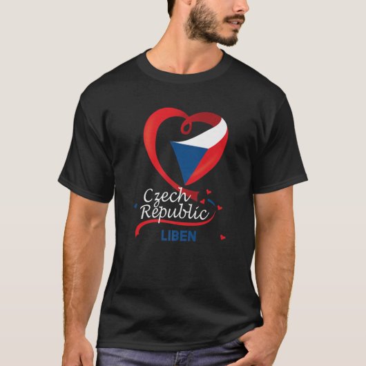 リベンチェコ共和国ハート国旗のライオンのコート(腕E) Tシャツ (正面)
