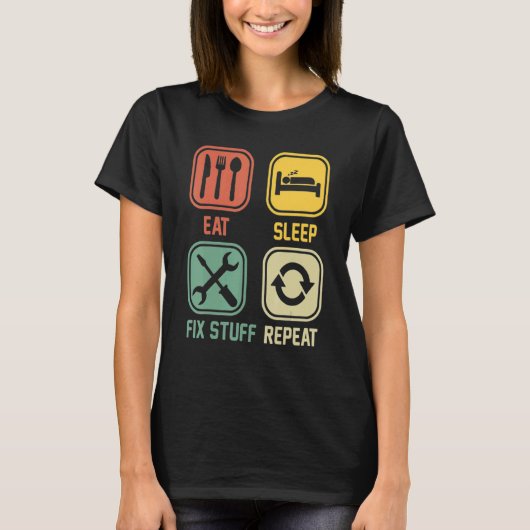 リペア食べマンの物に対する睡眠の修正の繰り返し Tシャツ (正面)