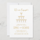 リボお洒落ンシャンパンタワー婚約パーティ 招待状 (正面)