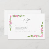 リボお洒落ンフローラ結婚の 出欠カード (正面/裏面)