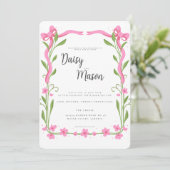 リボお洒落ンフローラ結婚の 招待状 (スタンド正面)