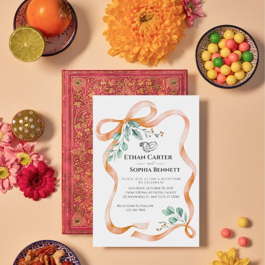 リボエレガントン&グリーン結婚式招待状 招待状