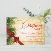 リボエレガントン&パイン金ゴールドクリスマスホリデー 招待状 (スタンド正面)