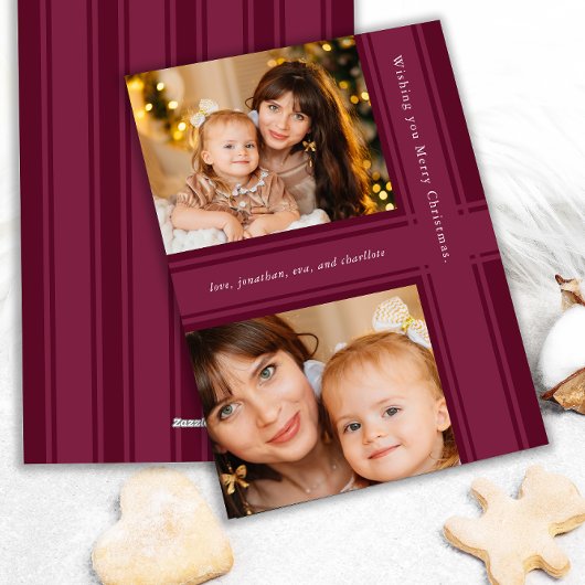 リボスタイリッシュンズクリスマスパープルマゼンタ写真 シーズンカード