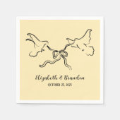 リボモダンンエレガントのナプキンを結婚持つ鳥 スタンダードカクテルナプキン (正面)