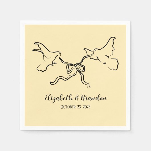 リボモダンンエレガントのナプキンを結婚持つ鳥 スタンダードカクテルナプキン (正面)