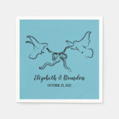 リボモダンンエレガントのナプキンを結婚持つ鳥 スタンダードカクテルナプキン (正面)