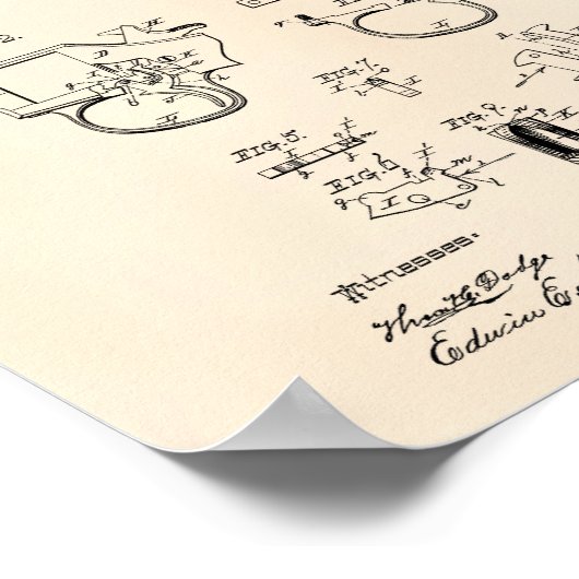 リボルバー火器1880特許芸術オールドピーパー ポスター (角)