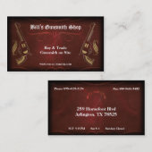 リボルバー銃及び赤い革名刺 名刺 (正面/裏面)