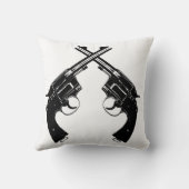 リボルバー//の交差させた旧式なヴィンテージは黒で撃ちます クッション (裏面)