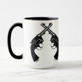 リボルバー//の交差させた旧式なヴィンテージは黒で撃ちます マグカップ (左)