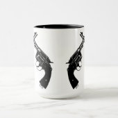 リボルバー//の交差させた旧式なヴィンテージは黒で撃ちます マグカップ (中央)