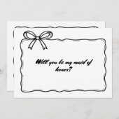 リボンお洒落ボウメイド・オブ・オーナー（花嫁付き添い人）提案 招待状 (正面/裏面)