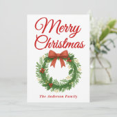 リボンお洒落付きクリスマスリース シーズンカード (スタンド正面)