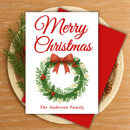 リボンお洒落付きクリスマスリース シーズンカード