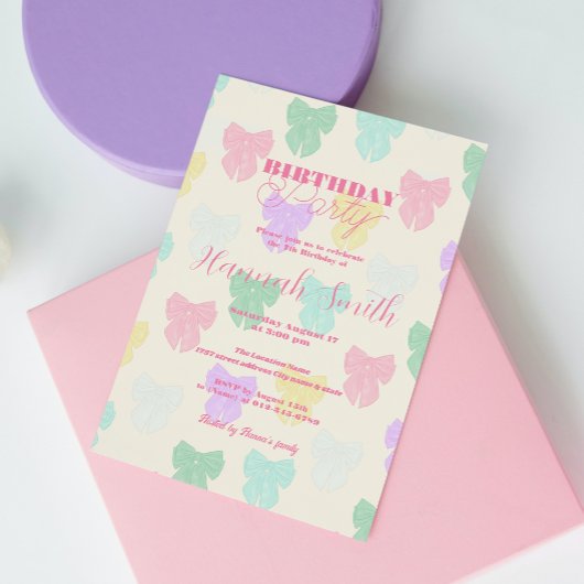 リボンかわいらしボウイラストレーション 招待状