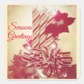 リボンがあしらわれたホリデーキャンドル スクエアシール (正面)