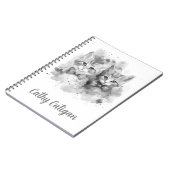 リボンが付いた黒と白の子猫たちにカスタム名 ノートブック (左側)