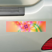 リボンが付いているピンクの花 バンパーステッカー (車上)