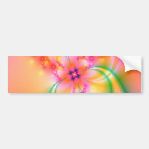 リボンが付いているピンクの花 バンパーステッカー