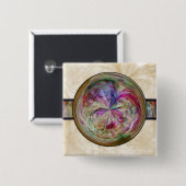 リボンが付いている抽象的な泡曼荼羅 缶バッジ (正面&裏面)