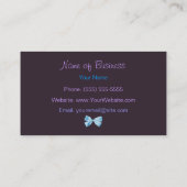 リボンが付いている粋で青および紫色のヒョウのプリント 名刺 (裏面)