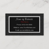 リボンが付いている粋で黒くおよび赤い水玉模様 名刺 (裏面)