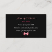 リボンが付いている粋なピンクおよび黒いシマウマのプリント 名刺 (裏面)