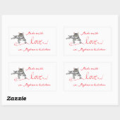 リボンつき愛猫メイド 長方形シール (シート)