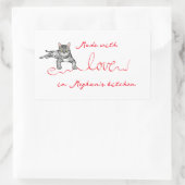 リボンつき愛猫メイド 長方形シール (バッグ)