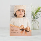 リボンで包んだ写真のホリデーカード シーズンカード (スタンド正面)