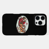 リボンで引かれた汽車に乗って旅をするかわいいサンタクロース iPhoneケース (裏面横)