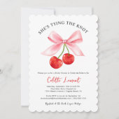 リボンで結ばれた桜の花のウェディングシャワー 招待状 (正面)