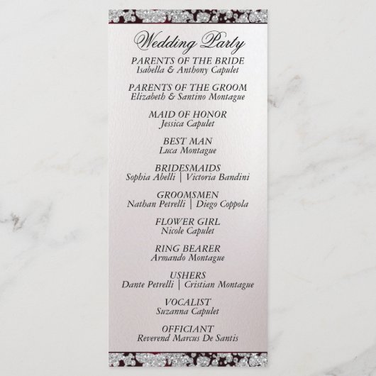 リボンとグリッターオンパール – バーグンディ結婚ズ プログラム (裏面)